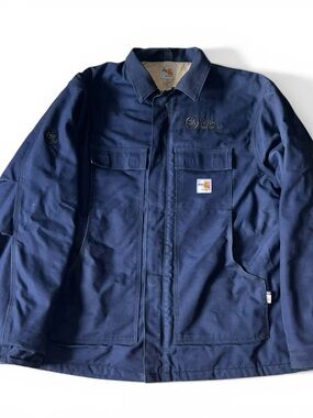 Carhartt Navy Flame Resistant (FR) Duck Traditional Coat Men’s Size 2XL GE Logo